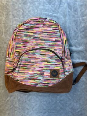 Roxy Multicolor Backpack with Brown Suede Base